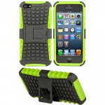 Wholesale iPhone 5 5S TPU+PC Dual  Hybrid Case with Stand (Black-Green)